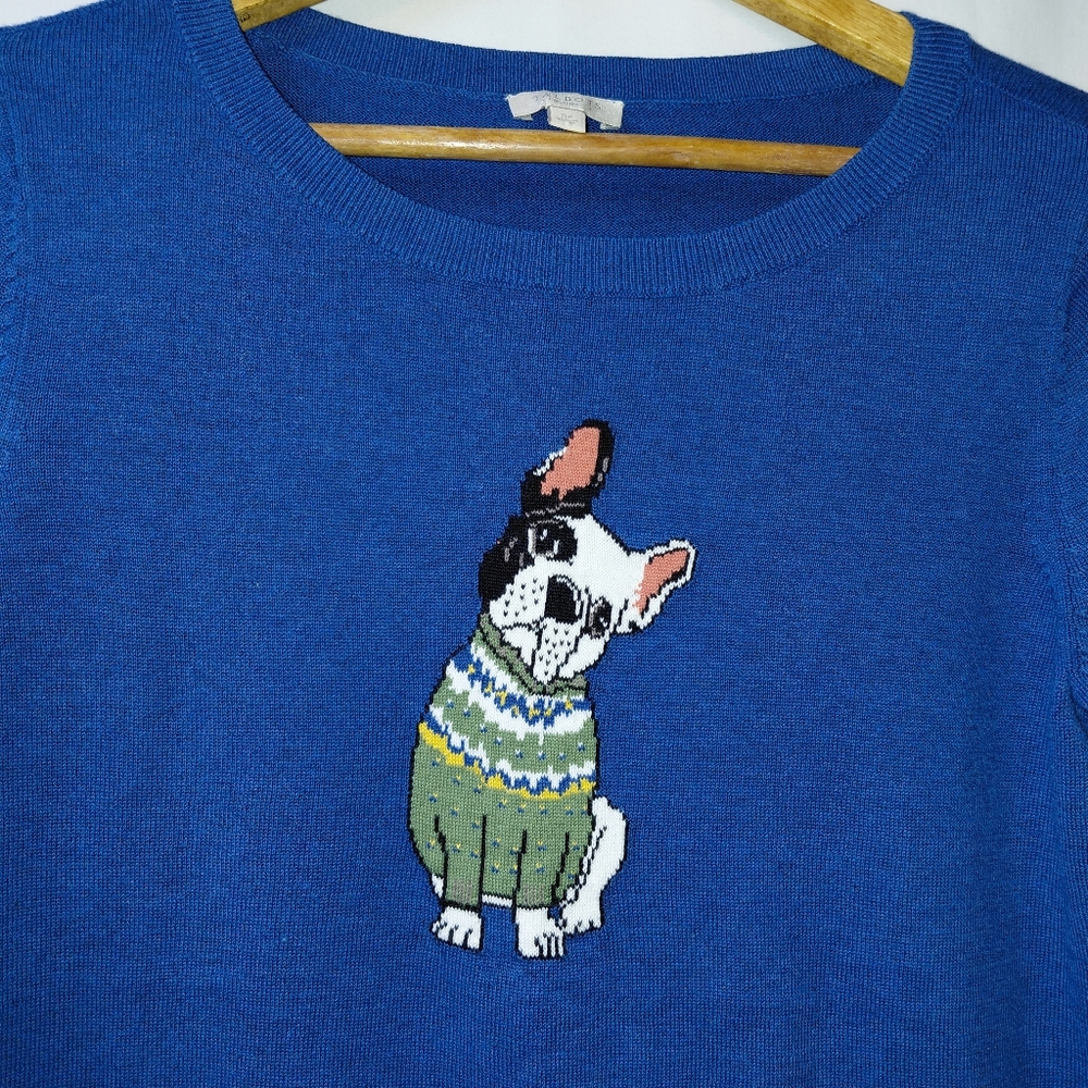 Talbots French‎ Bulldog Sweater Women's Sz Small Petite Dog Cute Pets - Picture 3 of 6
